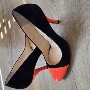 Black And Orange Suede Heels